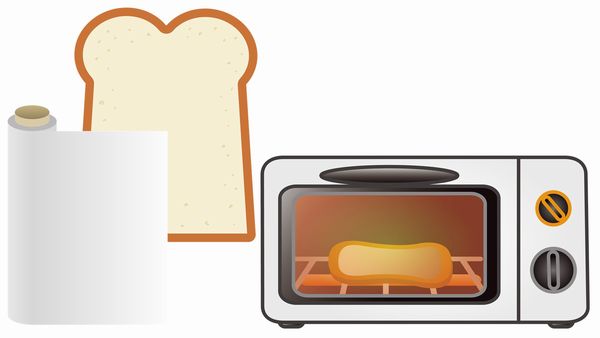 食パンにアルミをかぶせトーストで焼くイラスト