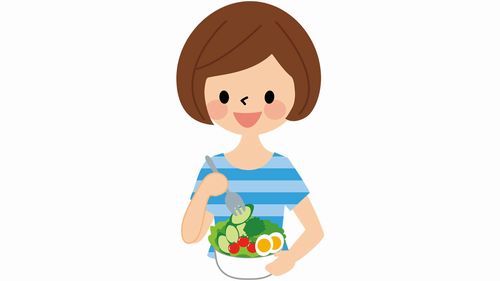 野菜を食べる女性のイラスト