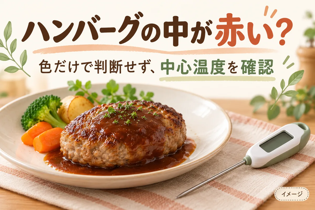ハンバーグの中が赤いのは大丈夫？色に頼らない加熱確認と対処法