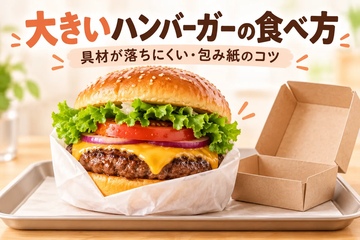 大きいハンバーガーの食べ方！具材が落ちにくい持ち方と包み紙のコツ