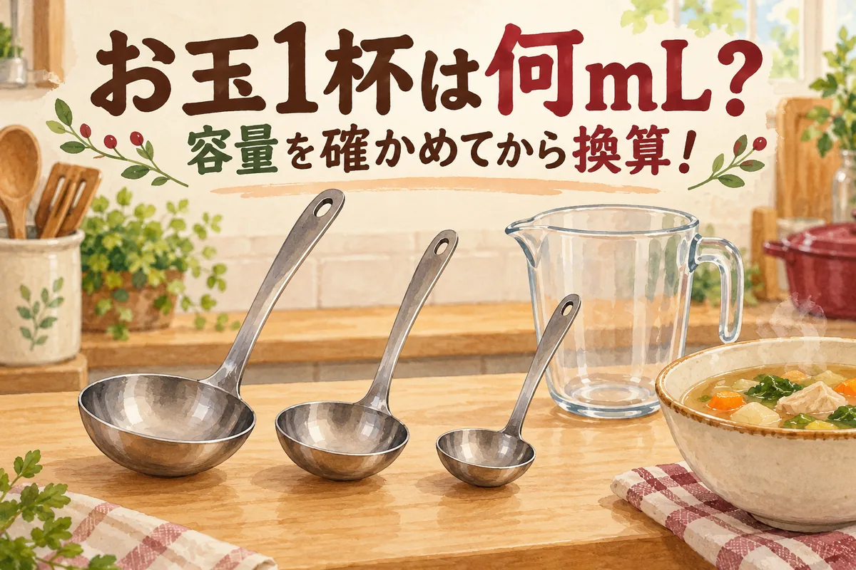 お玉1杯は何mL？大さじ換算と自宅のお玉の容量を調べる方法