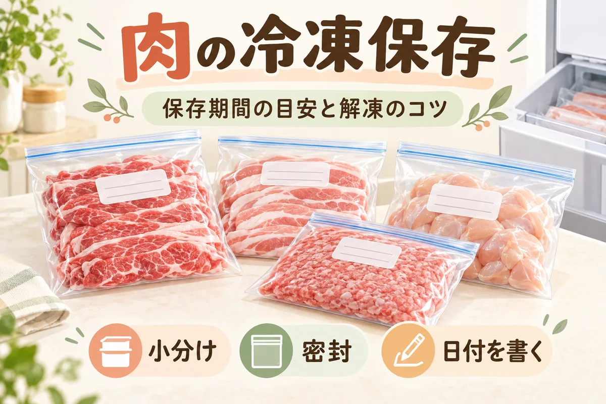 肉は冷凍で何日もつ？牛・豚・鶏・ひき肉の保存目安と解凍方法