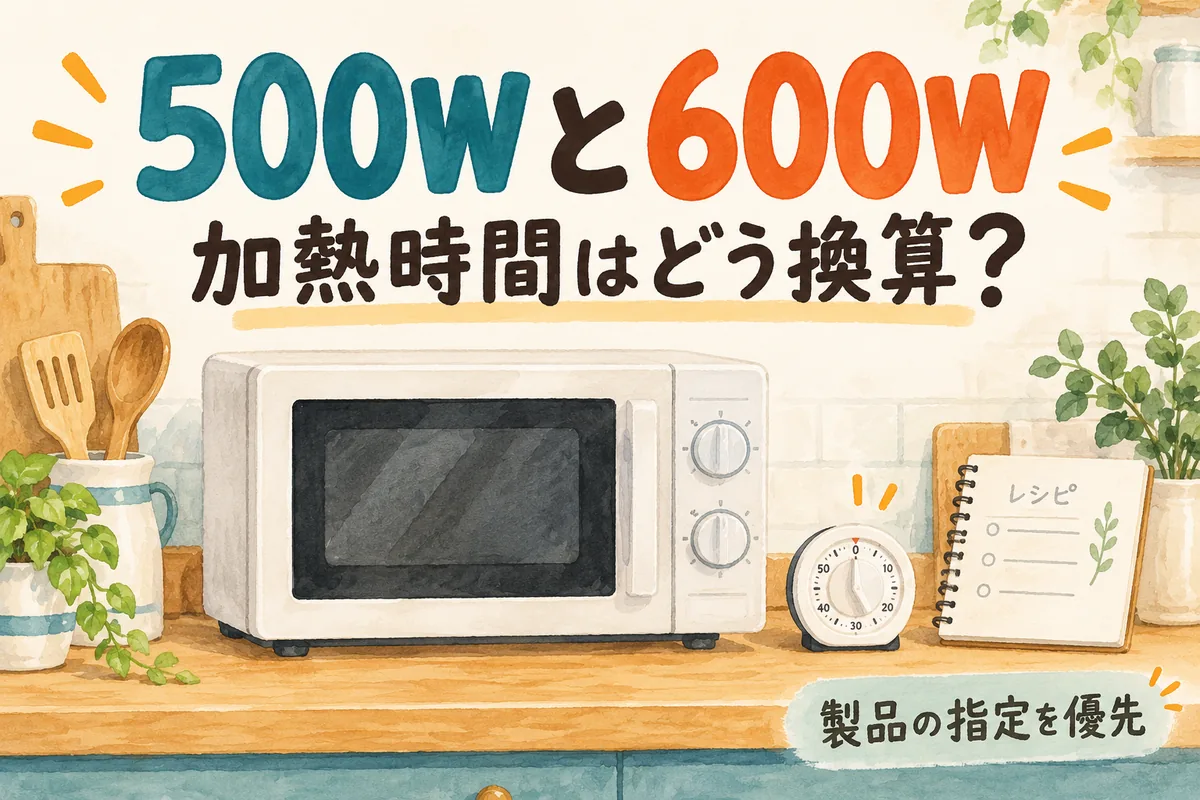電子レンジ500W・600Wの時間換算表｜計算方法と指定を優先する場面