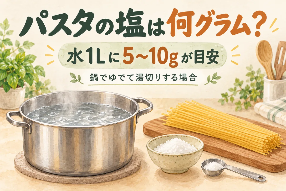 パスタの塩は何グラム？水1Lの目安と湯量別の早見表
