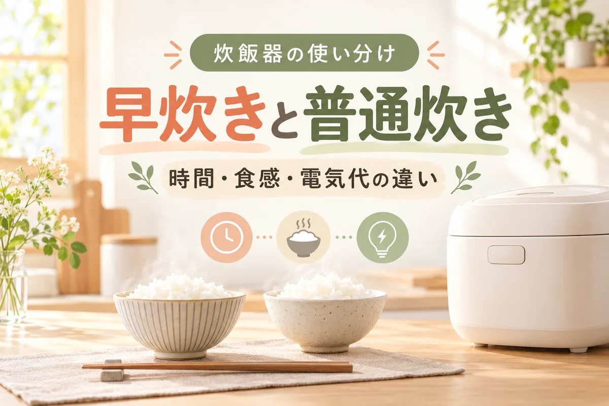 炊飯器の早炊きと普通炊きの違いは？時間・食感・電気代を比較