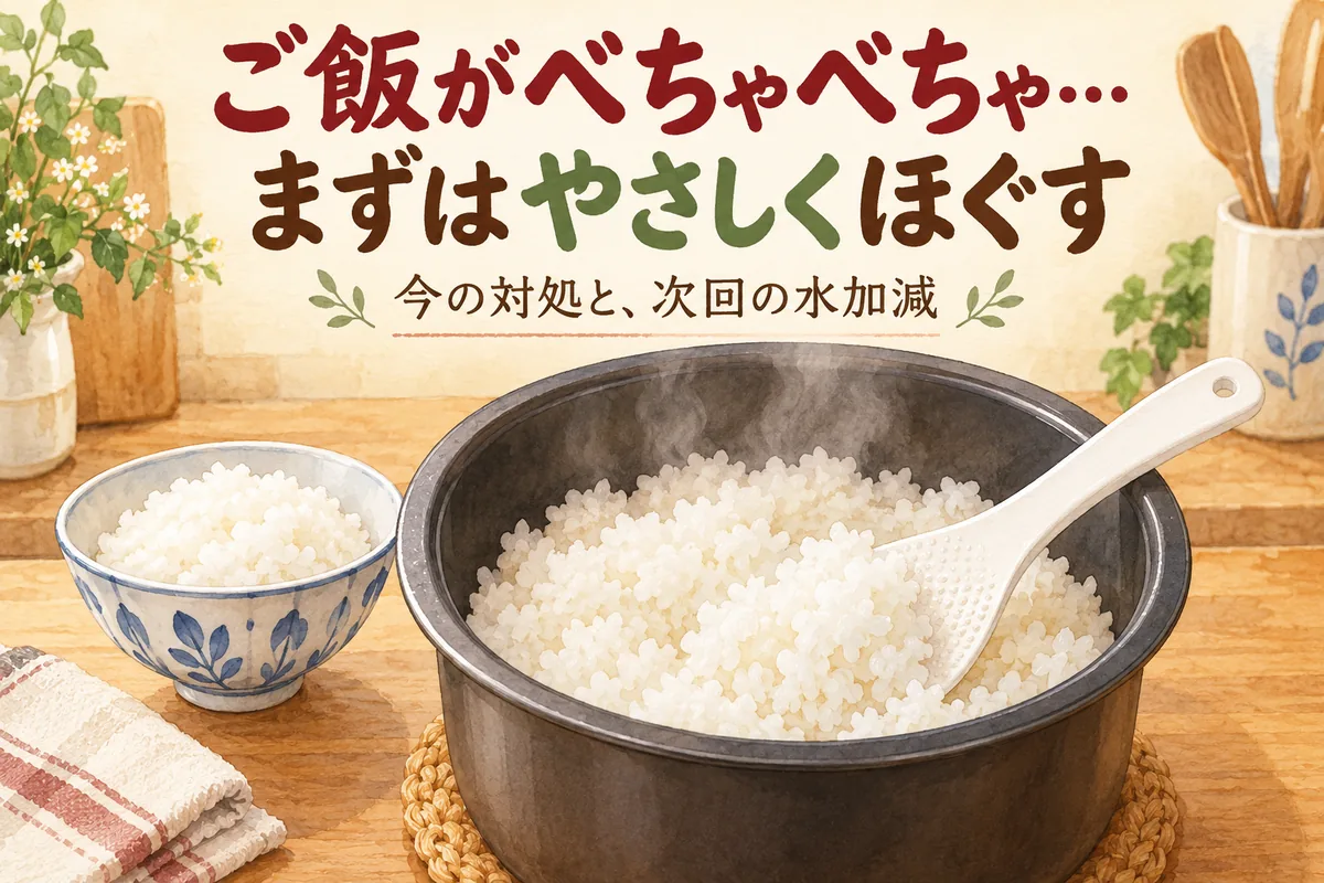 ご飯がべちゃべちゃに炊けたら？今できる対処と次回の水加減の見直し方