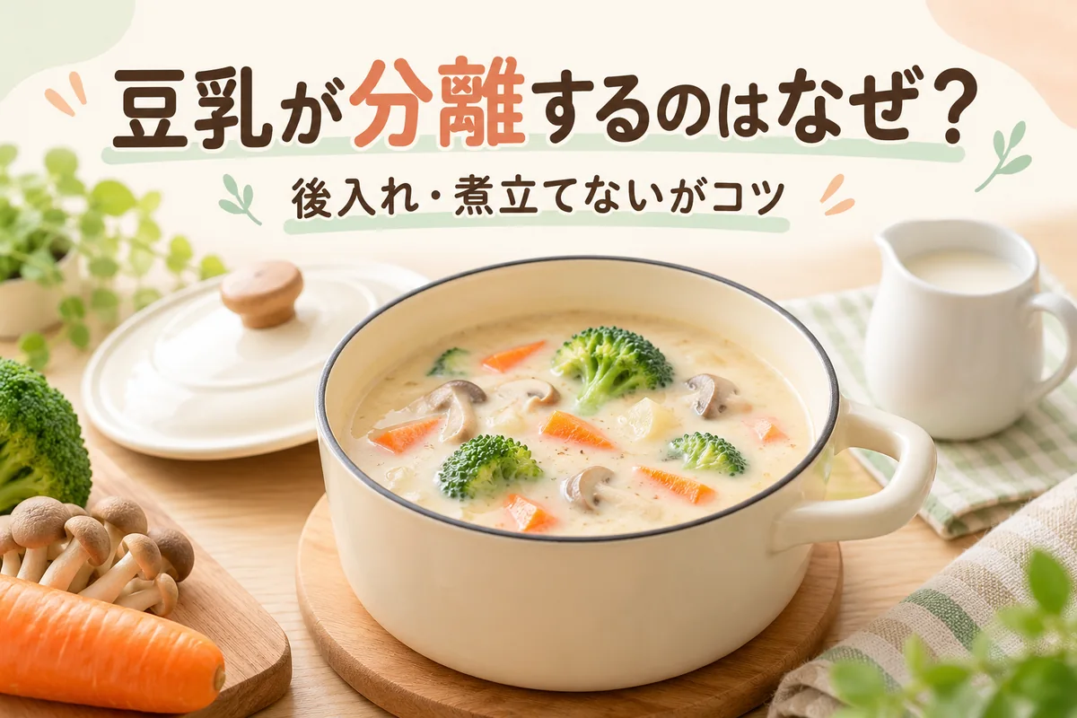 豆乳が分離する原因は？スープ・鍋でモロモロにしない加熱のコツ