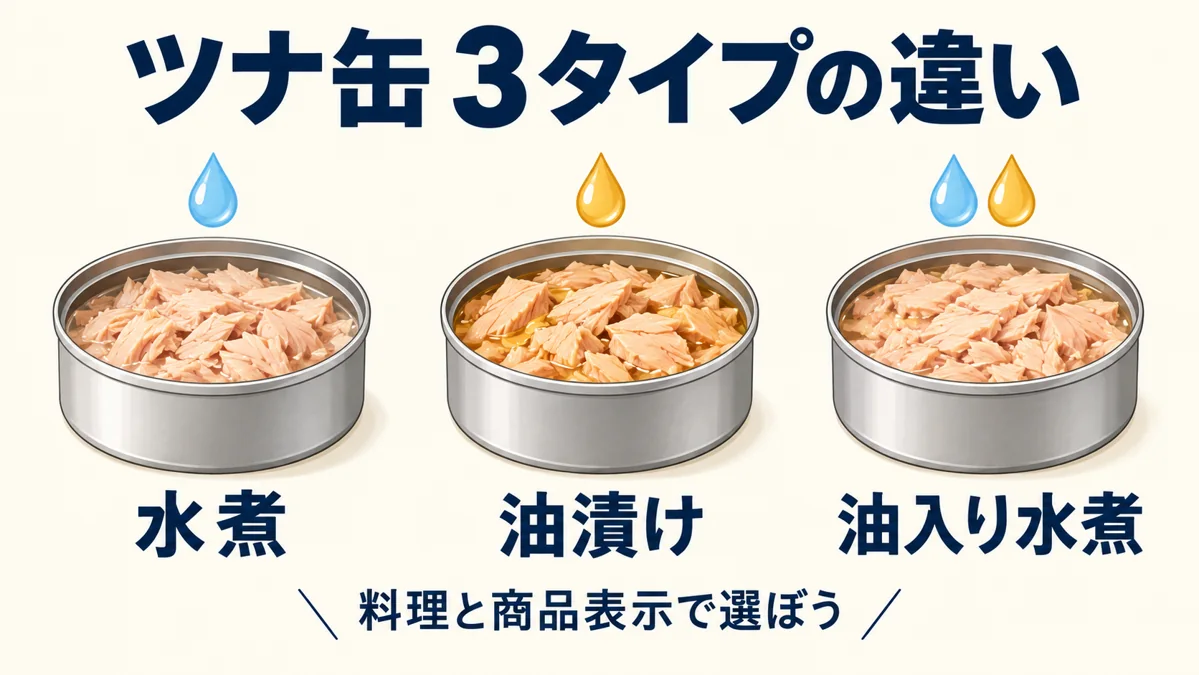 ツナ缶の水煮・油漬け・油入り水煮の違いは？料理別の選び方