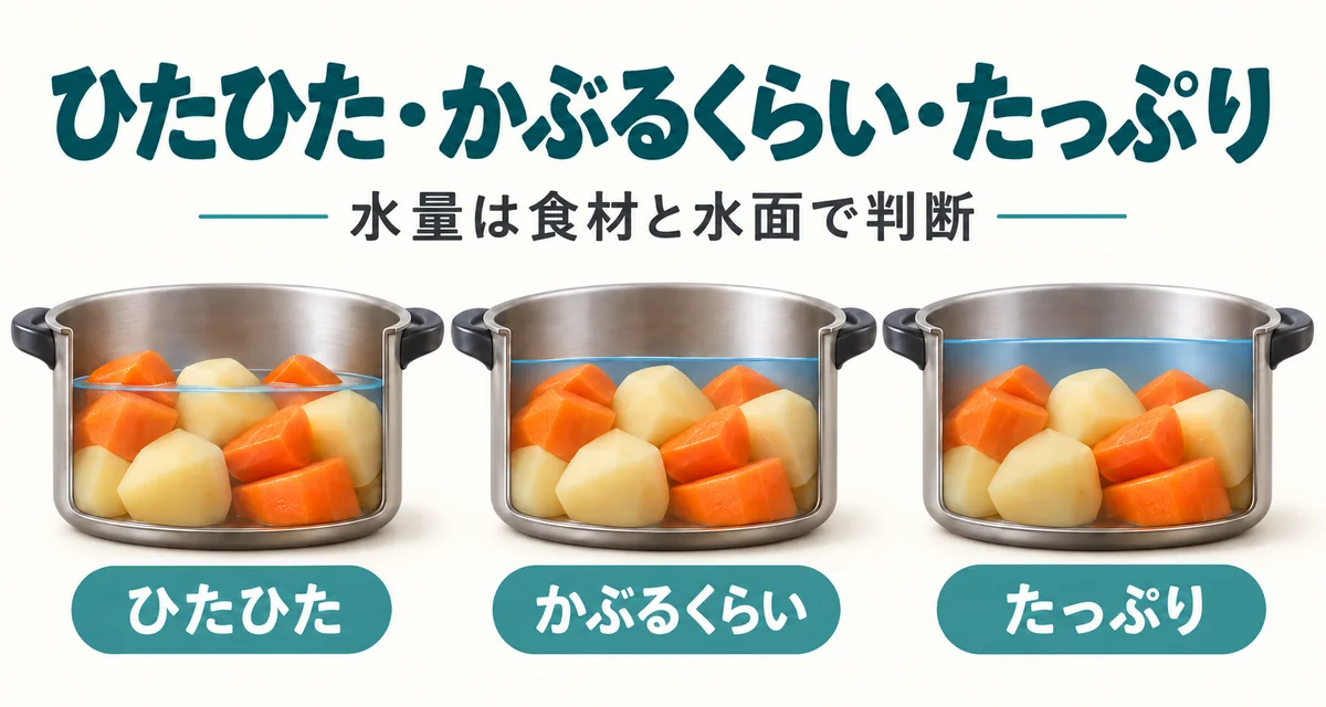 ひたひた・かぶるくらい・たっぷりの違いは？水量を見分けるコツ
